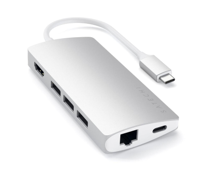 Stacja dokująca do laptopa Satechi Aluminium Adapter V2 (USB-C, 3xUSB-A, 4K HDMI, mSD) (silver)